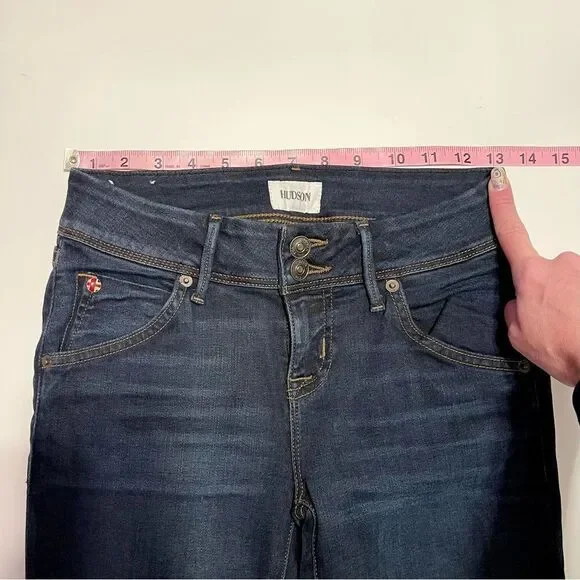 Hudson Jeans Mid-rise Flare Bootcut in Dark Blue Indigo Denim SZ 25 NEW - Picture 12 of 13